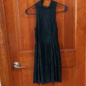 Black Tiered Ruffled Halter Dress